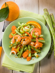 salad with shrimp asparagus carrot and celery