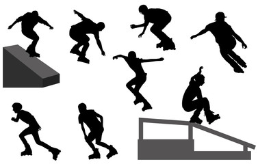 rollerblade silhouettes - vector