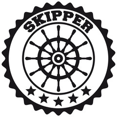 Obraz premium Skipper Ship Steering Wheel Logo