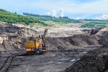 Electric shovel in open pit