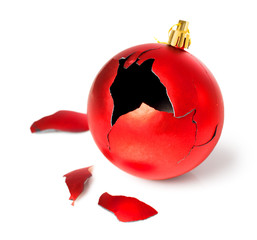 broken red christmas ball - 56730052
