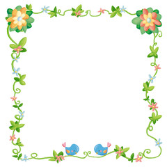 Fototapeta na wymiar marco con flores y pajaros