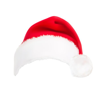 Red holiday santa hat. Vector.