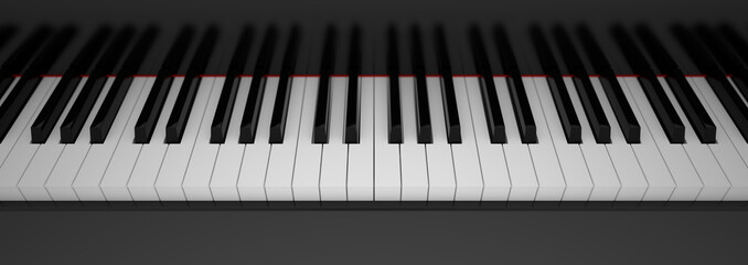 Naklejka premium Front view of piano keyboard