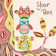 Cute vector background with owls