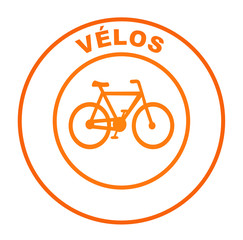 vélos sur bouton web rond orange