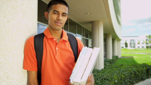Young Male Asian Indian Undergraduate College Campus