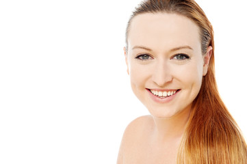 Smiling woman ready for make-up