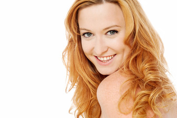 Naklejka premium Woman with shiny golden hair