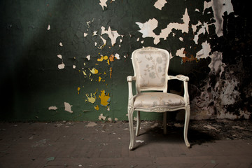 Elegant chair in grunge environment