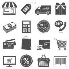 Shopping icons set. Vector