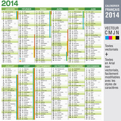 Calendrier 2014 - CMJN - Textes vectorisés et textes éditables