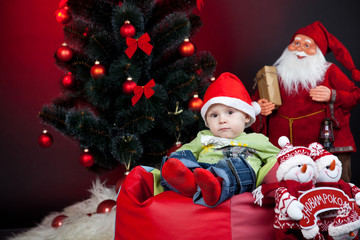 child with xmas decoration