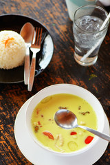 Traditional thai soup Tom Kha Gai