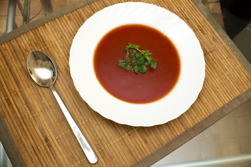 tomato soup. view from the top