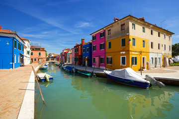 multicolored houses of Burano island. Venice. Italy.