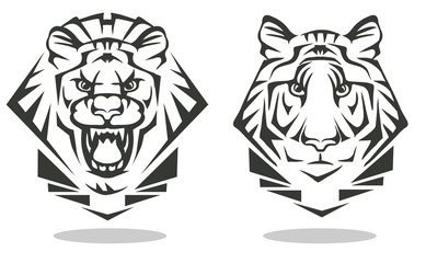 Naklejka premium tiger and lion