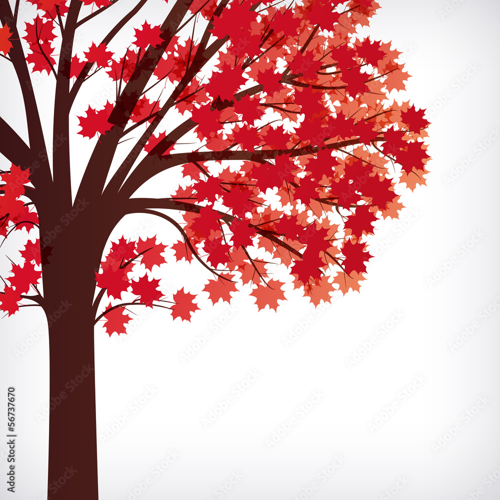 Poster abstract background, maple tree with autumn branches