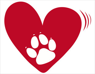 Herz mit Hundepfote - Vektor