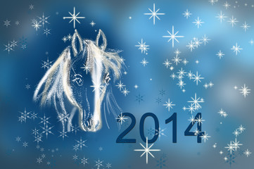 Лошадь на новогодней открытке