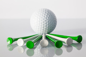 Golf equipments on the table