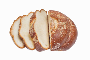 Sweet sliced bun Isolated on white background