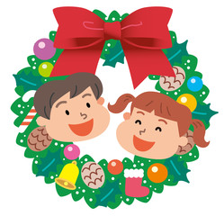Obraz premium クリスマスリース 子供