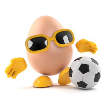 Egg kicks a football