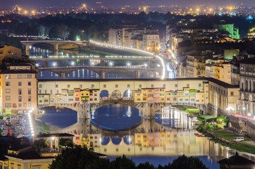 Ponte Vecchio bridge in Florence at night