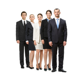 Full-length portrait of group of managers, isolated