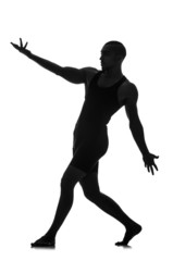 silhouette of male dancer isolated on white