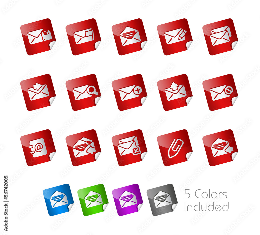 Poster e-mail stickers - the vector file includes 5 color versions