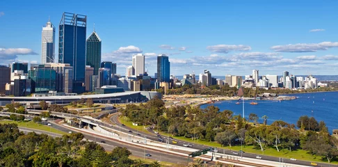 Foto op Plexiglas De skyline van Perth, West-Australië © Marcella Miriello