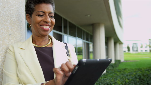 African American University Principal Wireless Technology Close Up 