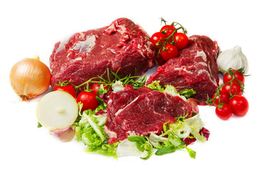 huge red meat chunk isolated over white background