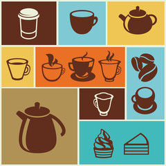 Vector set of coffee and tea icons