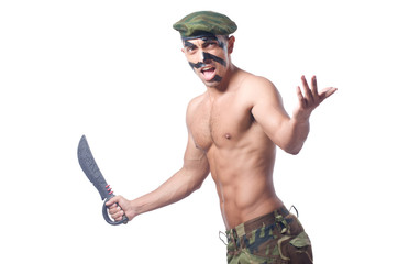 Soldier isolated on the white background