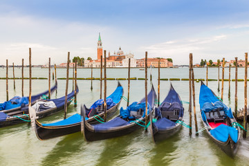 Naklejka na ściany i meble gondola boats and San Giorgio church, Venice