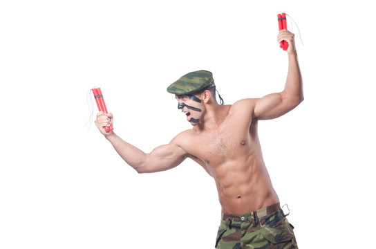 Soldier isolated on the white background