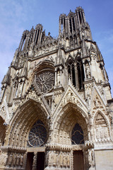 Facade of the cathedral of Notre-Dame de Reims, France.