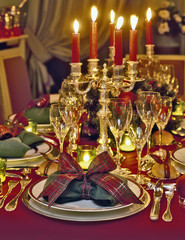 Fototapeta na wymiar Christmas themed dinner table