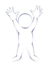 handmade pencildrawing of a figure with hands up