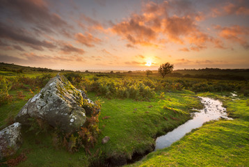 Naklejka premium Sunset from Sourton, Dartmoor Devon Uk