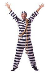 Convict criminal in striped uniform
