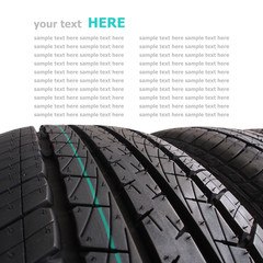Tire stack selective focus isolated on white background