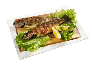 Two grilled Rainbow Trouts