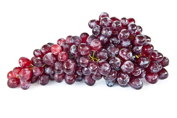bunch of red grapes on white