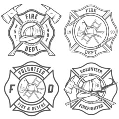 Naklejka premium Set of fire department emblems and badges