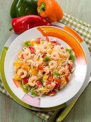 basmati rice with capsicum and shrimp