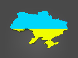 Three-dimensional map of Ukraine